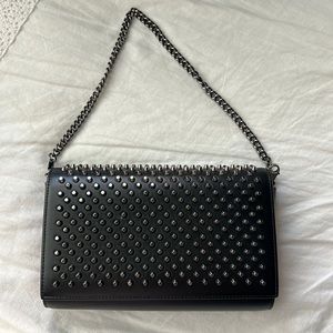 Christian Louboutin Paloma Spike Leather Clutch Black